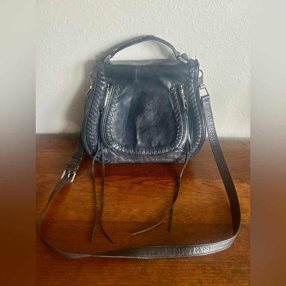 Rebecca Minkoff Vanity Saddle Crossbody Black Leather Tassels